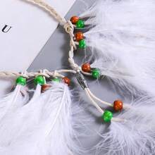 1pc Elegant Bohemian White Feather Headband - Unique Tassel Headpiece With Beaded Details, Suitable For Weddings, Parties, Vacations And Other Occasions - Multicolor - View 3