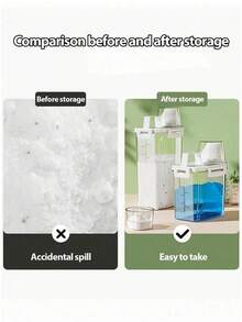 洗衣粉收纳盒，适用于液体洗涤剂，专用收纳桶，洗衣粉凝胶珠收纳容器，带盖大小家用塑料桶，密封收纳 - 米白色 - 查看 6