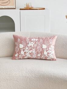 LCUHPCL 1pc Spring/Summer Charming 3D Embroidered Multi-Color Tulip & Gypsophila Wild Flower Embroidered Throw Pillow Cover, Home Decor Suitable For Living Room, Bedroom, Party, Sofa, Etc. - Pink - View 13
