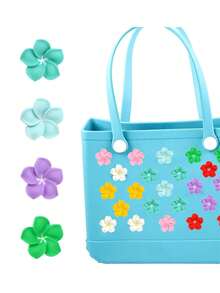 16件/8件/4件/1件装花朵DIY包包装饰配件，适用于Bogg包、沙滩包、凉鞋等。色彩缤纷的花朵装饰配件，可个性化定制您的Bogg包，增添活力风格，方便您轻松识别自己的包包。 - 彩色 - 查看 9