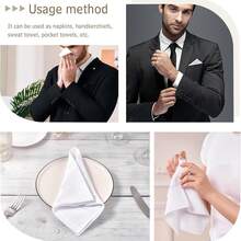 6/12pcs Men's Handkerchiefs, Classic White Pocket Handkerchiefs, Premium White Handkerchiefs Made Of Soft Polyester Fabric, Absorbent And Breathable, Suitable As Birthday, Father's Day, Holiday Gifts - Multicolor - View 5