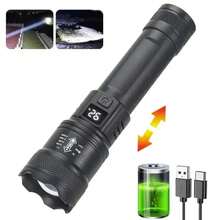 Super Bright Flashlight With Built-In Battery, USB C Rechargeable LED Flashlights, 500,000 LM High Power Torch Lamp For Camping, YIXK - Black - View 9