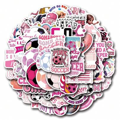 61PCS Pink Soccer Stickers Aesthetics Stickers Scrapbooking, Diary, Laptop, Bumper, Skateboard, Water Bottle, Computer, Phone Greeting Cards, Photo Albums, Furniture, Stickers
