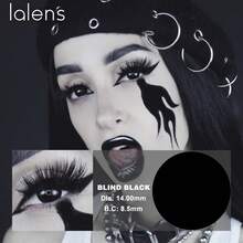 Lalens彩色隐形眼镜 - 哥特黑、红色、动漫人物角色扮演、网状、白色、黑色、白色、绿色眼睛、白色美瞳、异装角色扮演、眼妆、万圣节服装和化妆配饰、白色美瞳、红黑美瞳 - Blind Black-R - 查看 4