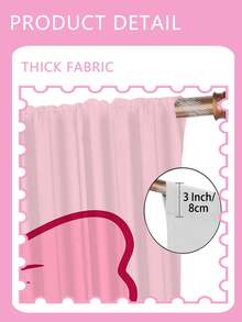 2pcs 110g Pink Bow Curtain Suitable For Bedroom Living Room Balcony Easy Installation Modern Style 100% Polyester Fiber - Multicolor - View 5