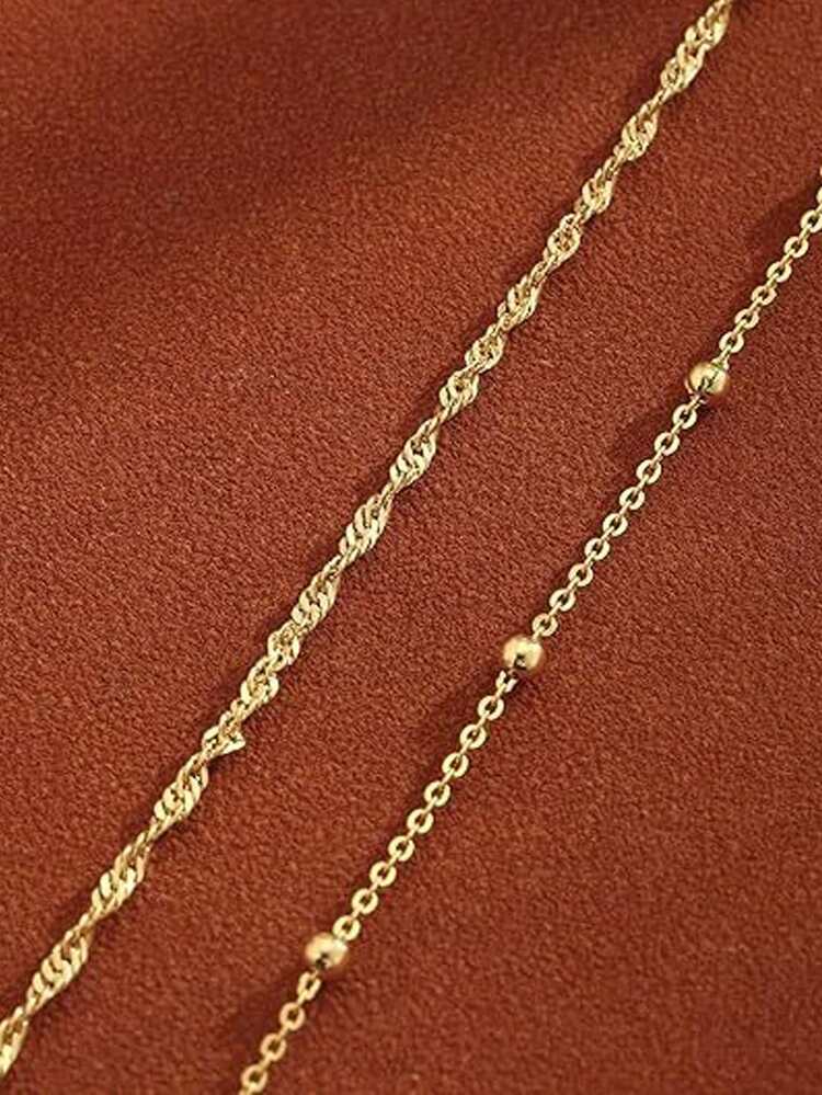 Bộ 2 chiếc vòng chân ngọc trai hai lớp dành cho nữ, phụ kiện trang sức đi biển cá nhân hóa. - phong cách một - Xem 3