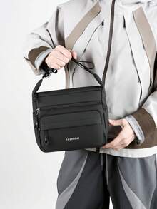 Men's Casual Utility Crossbody Bag, Large Capacity Shoulder Bag - Front Pocket - View 8