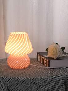 Đèn bàn LED USB hình nấm bằng thủy tinh màu hổ phách, đèn bàn họa tiết gợn sóng nước, đèn ngủ dịu nhẹ cho phòng ngủ, phòng khách. - Một cỡ - Xem 9