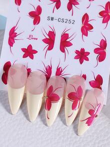 4 miếng dán móng tay họa tiết hoa hồng đỏ và xanh dương, decal hoa 3D tự dính, thích hợp cho việc trang trí móng tay DIY mùa xuân/hè dành cho nữ. - Nhiều màu - Xem 7