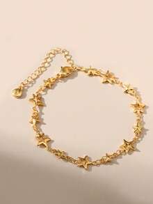 1 Gold Niche Design Star Bracelet, Plated With 18K To Appear White And Sweet, Daily Party Jewelry - Gold - View 1
