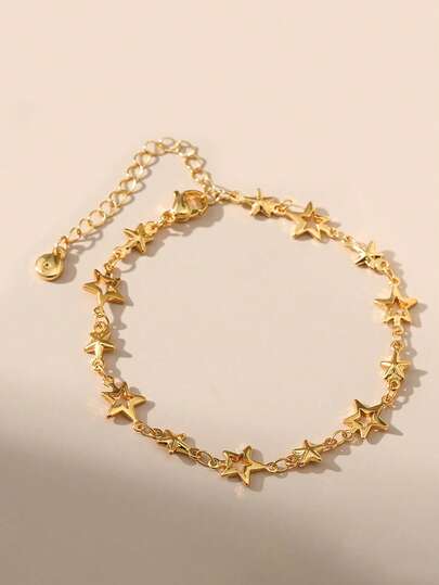 1 Gold Niche Design Star Bracelet, Plated With 18K To Appear White And Sweet, Daily Party Jewelry