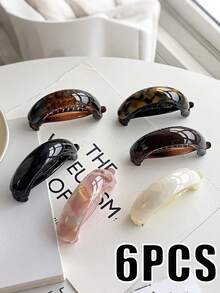 6pcs/3pcs/1pc Set Women Fashion Elegant Acetate Fiber Banana Hair Clips, Simple Ponytail Clips, Twist Clips, Horizontal Clips, Suitable For Party, Daily Wear, Holiday Gifts, Head Accessories, Hair Accessories For Women, Hairpin - Multicolor - View 16