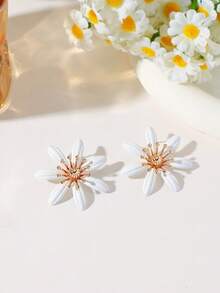 1 Paar modische, exquisite, leuchtende Gänseblümchen-Blüten-Ohrringe, elegant geeignet für Hochzeit, Party, Date, Reise, Geschenk für Freunde, Blumen-Ohrringe - Blumenohrringe - Übersicht 10