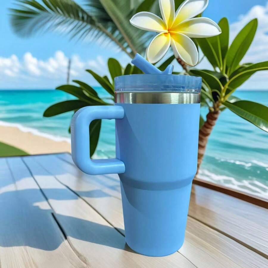 Mini Thermal Cup 360ml Stainless Steel With Acrylic Lid - Generic - 薄荷藍 - 查看 1