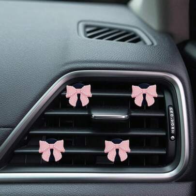4 pezzi Clip per bocchette d'aerazione a forma di fiocco, accessori per auto alla moda e carini, senza profumo - solo per decorazione, design elegante | leggero, decorazione per auto