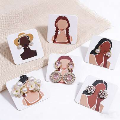 50pcs New Luxury Brand Jewelry Paper Earring Display Cards, Earring Packaging Tags - Jewelry Making Display And Packaging Supplies
