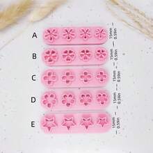 1/5pcs Mini Flower & Star Shaped Polymer Clay Cutters, Pink Flower & Star Design, Handcraft Tools For DIY Nail Art, Earrings And Jewelry Making - Pink - View 2