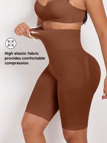 Pantalones cortos moldeadores sin costuras de cintura alta para mujer - Café integral - Ver 4