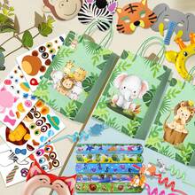 60pcs Jungle Animal Party Favors,Jungle Animal Birthday Party Favors Set Includes Animal Party Slap Bracelets Stickers Straws Balloon, Animal Mask, Animal Goodie Bags Etc Jungle Party Favors	 Kids Birthday Party Favors - Multicolor - View 6
