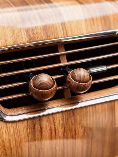 1pc Handmade Natural Black Walnut Car Diffuser - Elegant Wooden Sphere Design With Black Handle, No Battery Needed For Long-Lasting Fragrance, Car, Bedroom, Living Room And Office Aroma Diffuser, Fashionable Home Decor And Unisex Gift Set, Natural Wooden Diffuser For Holiday, Christmas, Housewarming And Daily Use