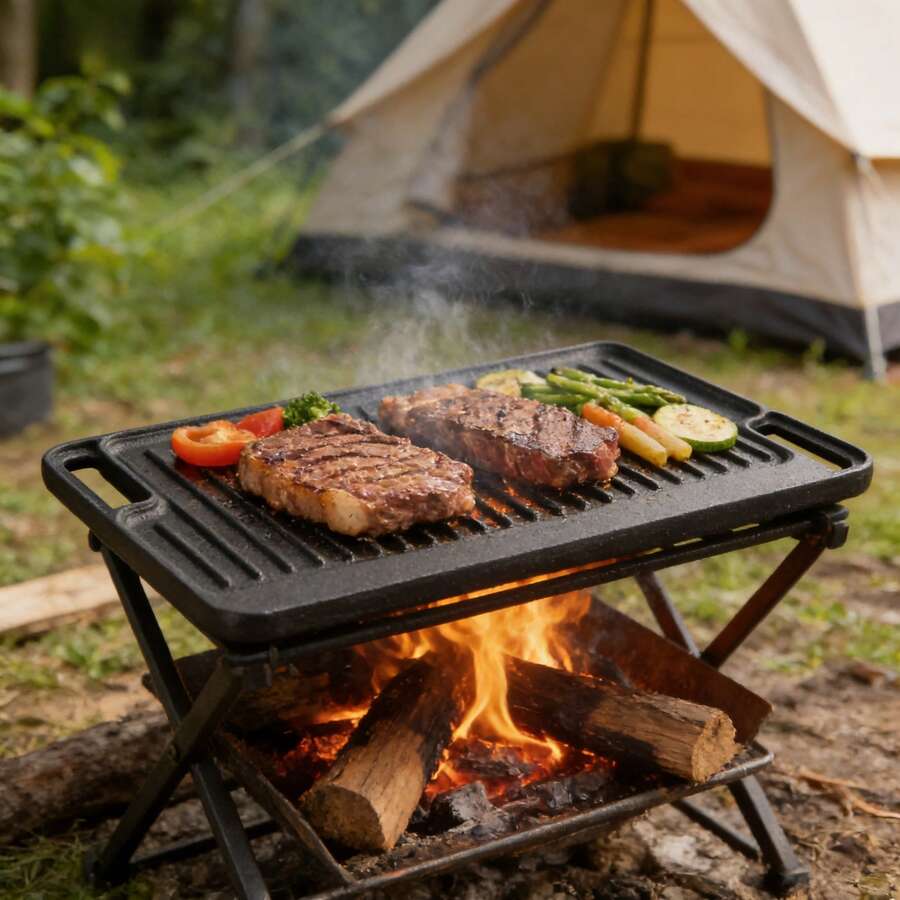 Deluxe Cast Iron Reversible Grill Griddle Plate, Black, 16 X 9 Inch - default - View 1