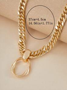 1条朋克风夸张链条项链，几何圆形吊坠项链，男士日常配饰，情侣项链 - 項鍊 - 查看 5