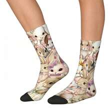 1双男士3D数码印花运动袜，欧美风格运动袜，360度无缝热转印中筒袜 - 彩色 - 查看 2