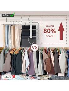 1-Pack Upgraded Collapsible Pants Hangers, 9 Layers Pants Hangers Space Saving,Multifunctional Pants Rack Stainless Steel, Non Slip Metal Hangers For Pants Jeans Skirts Trousers Legging Scarf ,Pants Rack Hanger For Closet Organization Bedroom Apartment, Gift For Birthday Mother's Day, Valentine's Day - 彩色 - 查看 3