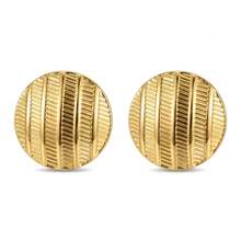 Striped Round Earrings ,Gold Minimalist Stainless Steel Material ,Retro Signature Jewelry Suitable For Women - Gold - View 13