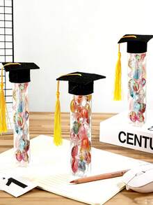 12pcs/6pcs/1 pieza-Regalo de Graduación para Ella/Él Tarro de Caramelos Paquete de Fiesta|Incluye Mini Gorro de Graduación y Contenedor de Caramelos, Adecuado para Invitados de Fiesta de Graduación de Adultos, Celebración de Graduación 2026, Adecuado para Suministros de Invitados de Fiesta de Graduación de Adultos DIY Fiesta de Graduación 2026, Caja de Caramelos de Fiesta de Graduación 2026 Tarro de Gorro de Graduación de Plástico Contenedor DIY Favores de Mesa de Fiesta de Graduación - multicolor - Ver 6