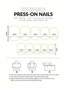 24Pcs Square Short Nails, And Elegant Purple Flowers, Black And White Flowers, French Nails Nail Art, Suitable Girls To Wear, Press Nails. Press On Nails Nail Supplies Nails - 彩色 - 查看 6