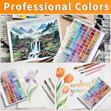 103 piezas Juego de Pintura de Acuarela Metálica y Brillante, 98 Colores con 5 piezas de Pinceles de Detalle, Pigmentos Perlados para Ilustración, Scrapbooking - 103 piezas - Ver 5