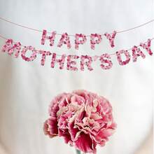 1 Set Pancarta de letras "Feliz Día de la Madre", Fondo de flores, Guirnaldas para Día de la Madre, Aniversario, Cabina de fotos, Decoración de fondo, Suministros de fiesta DIY - Izamiento de la bandera del Día de la Madre - Ver 2