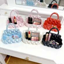1pc Jewelry Storage Box With Handle, Suitable For Vanity, Bathroom, Bedroom To Organize Rings, Necklaces, Earrings, Cosmetics And Other Accessories, Best New Year Gift For Friends And Family - Multicolor - View 4