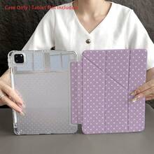 1pc Lavender Polka Dot Protective Folio Tablet Case With Pen Holder, Multi-Angle Stand, Compatible With IPad 10.9/10.2/ Air 5th Gen/Pro 11/10th/9.7/Air 2/7th/8th Gen/Air 4/5/ Air 13/11(M3 2025)/ 11(A16 2025) - Multicolor - View 6