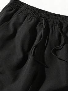 Quần cargo nam kiểu dáng thường ngày, cạp chun có dây rút, thiết kế nhiều túi, quần mùa hè thoải mái. - màu đen - Xem 4