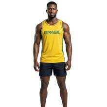 Brazil World Cup 2026 Sports Tank Top | Lightweight And Comfortable Fitness T-Shirt For Gym, Training, Weightlifting And Running - Brazil Vàng - Xem 2