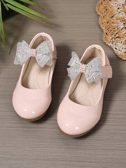 1 Pair Versatile Girls' Cute Round Toe Star & Bow Design Oxford Shoes, Suitable For All Seasons, Matching With Princess Dress