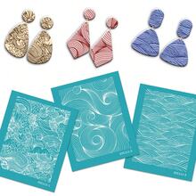 3pcs Asymmetric Pattern Polymer Clay Screen Printing Templates For Ceramic Earring Decoration And DIY Printing Templates For Ceramic Jewelry - Multicolor - View 6