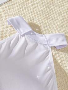 4pcs/Set Valentine's Day Gift Sexy Lingerie Set For Women, Including Halter Neck Sleeveless Top, Slit Plaid Mini Skirt, Solid Color Thong, Comfortable Sleepwear, Seductive Intimate Set, Party Outfit - Red - View 5