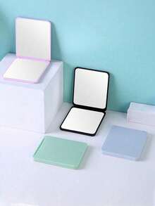 Foldable Double-Sided Makeup Mirror, Small Square Portable Pocket Mirror, Foldable Mini Makeup Mirror, Portable Double-Sided Square Pocket Mirror, Suitable For Students, Women, Travel Gifts - Multicolor - View 5