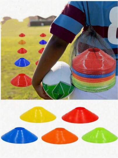 Bộ 10 lon bóng đá, 5 màu sắc khác nhau, thích hợp cho bóng đá, bóng rổ, dùng để đánh dấu sân thể thao, tập luyện trong nhà và ngoài trời - Phong cách giản dị, thể thao ngoài trời, dụng cụ ngoài trời