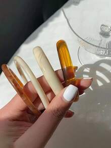 1 pieza Brazalete ancho de resina con diseño geométrico minimalista retro, apto para uso diario - Multicolor - Ver 10