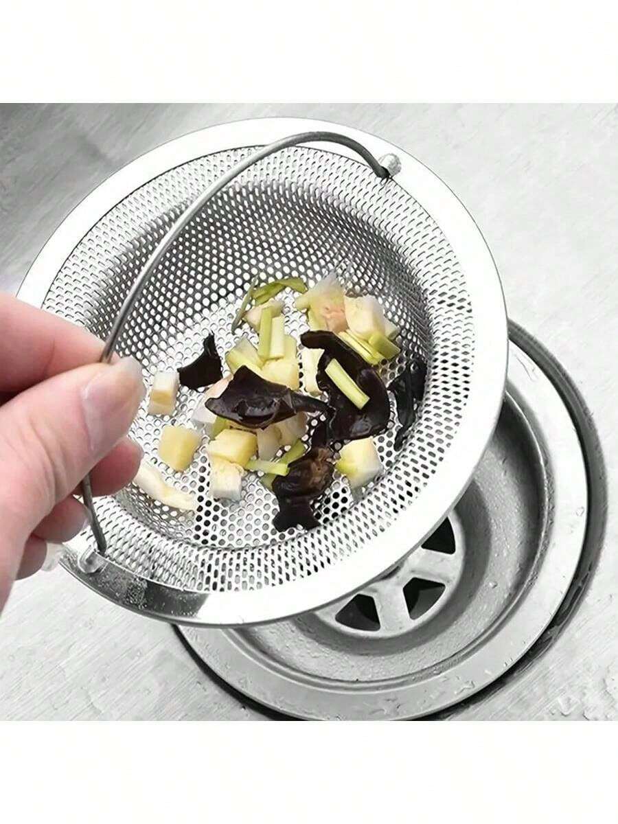 1/2 piezas Colador de acero inoxidable para fregadero de cocina, atrapador de desechos y cabello, mantiene el lavabo y la bañera sin obstrucciones