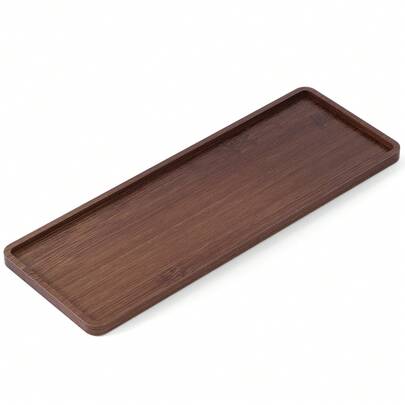1pc Bamboo Vanity Tray, Long Wooden Sink Tray For Bathroom Counter & Toilet Tank, Minimalist Decorative Tray For Skincare, Perfume, Candle, Tea & Dessert – Bathroom & Kitchen Organizer