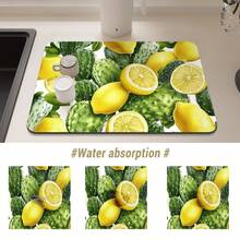 Summer Lemon Print Kitchen Countertop Drying Mat, Quick Dry Trivet For Dining Table, Bar, Coffee Machine, Non-Slip Waterproof Rubber Bottom, Easy To Clean - Mustard Yellow - View 6