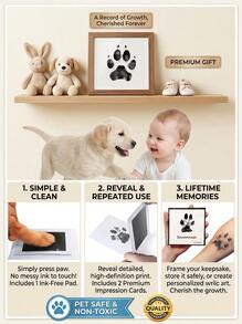 PETSIN 宠物爪印套装，含 1 个印台和 2 张印卡，万圣节、感恩节和圣诞节礼物，记录宠物成长的有意义记录，留下终生回忆 - 黑色 - 查看 4