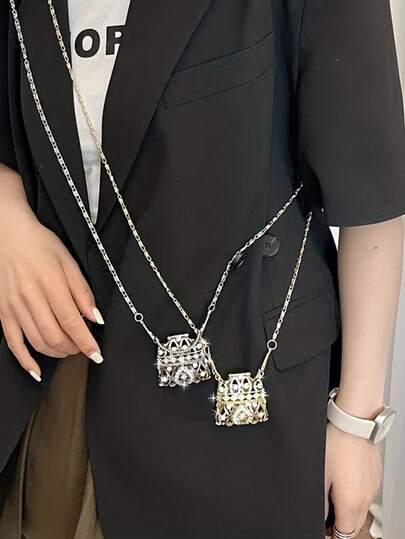 1pc Elegant Exquisite Mini Handbag Pendant Necklace For Women's Wear Matching Party Gift