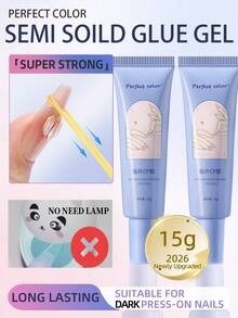 5pcs/2pcs/1pc Perfect Color Quick-Dry Nail Gel, Semi-Solid Nail Gel With Super Strong Adhesion, Waterproof, Long-Lasting, Quick-Dry, Formaldehyde-Free, Alcohol-Free, Suitable For Acrylic And Fake Nails, Plastic, Universal, No UV Curing Required - 15g - View 7