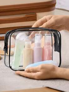 3pcs/Set High Quality PVC Makeup Bag, Suitable For Women And Girls, Large Capacity Travel Toiletry Organizer Bag With Zipper Closure, Lightweight, Fade-Resistant And Easy To Clean, Transparent PVC Makeup Bag, Beauty Products Storage Bag, Large Plastic Tote Travel Makeup Bag, Waterproof Handbag, Outdoor Travel Business Waterproof Dustproof Toiletry Cosmetic Organizer Bag, Gift, Convenient Waterproof Zipper Plastic Bag Toiletry Bag Make Up Bag - Multicolor - View 17